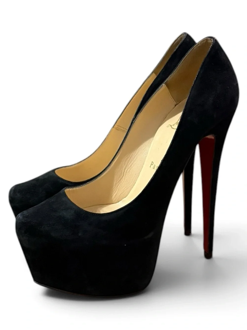 Christian Louboutin Daffodile Black Suede Platform Pumps – Size 38.5